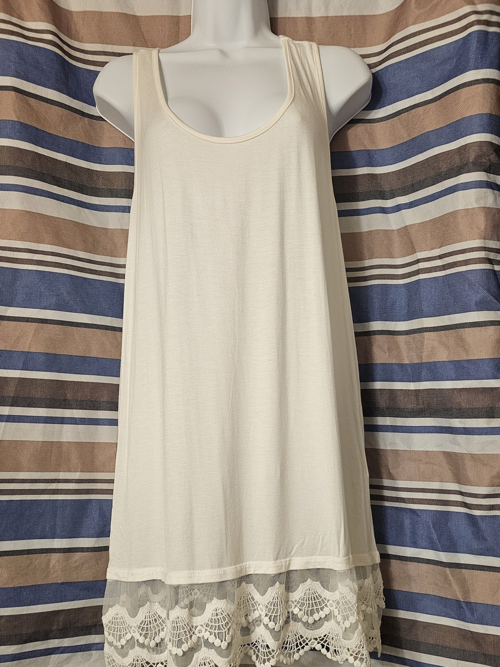 Cute Lacy White Tank/Extender Slip From Angel Heart Boutique- 1X- NWT